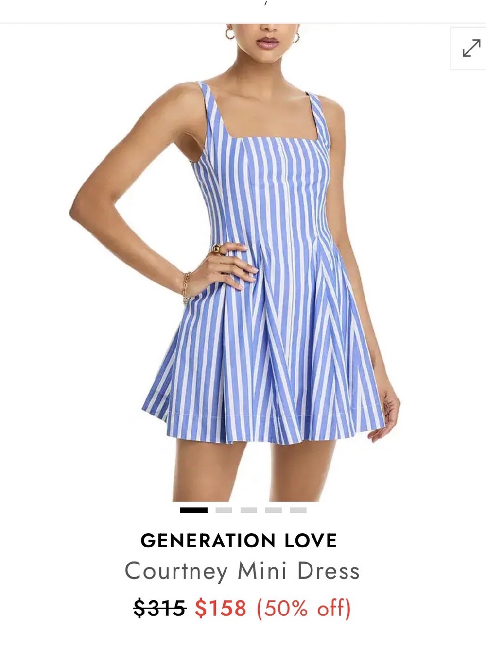 NWT Generation Love Courtney wide stripe poplin dress, size SM, MSRP $315